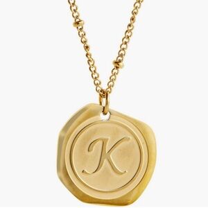 SAVVY CIE JEWELS 22K YELLOW GOLD PLATED STAINLESS STEEL COIN K INITIAL NECKLACE